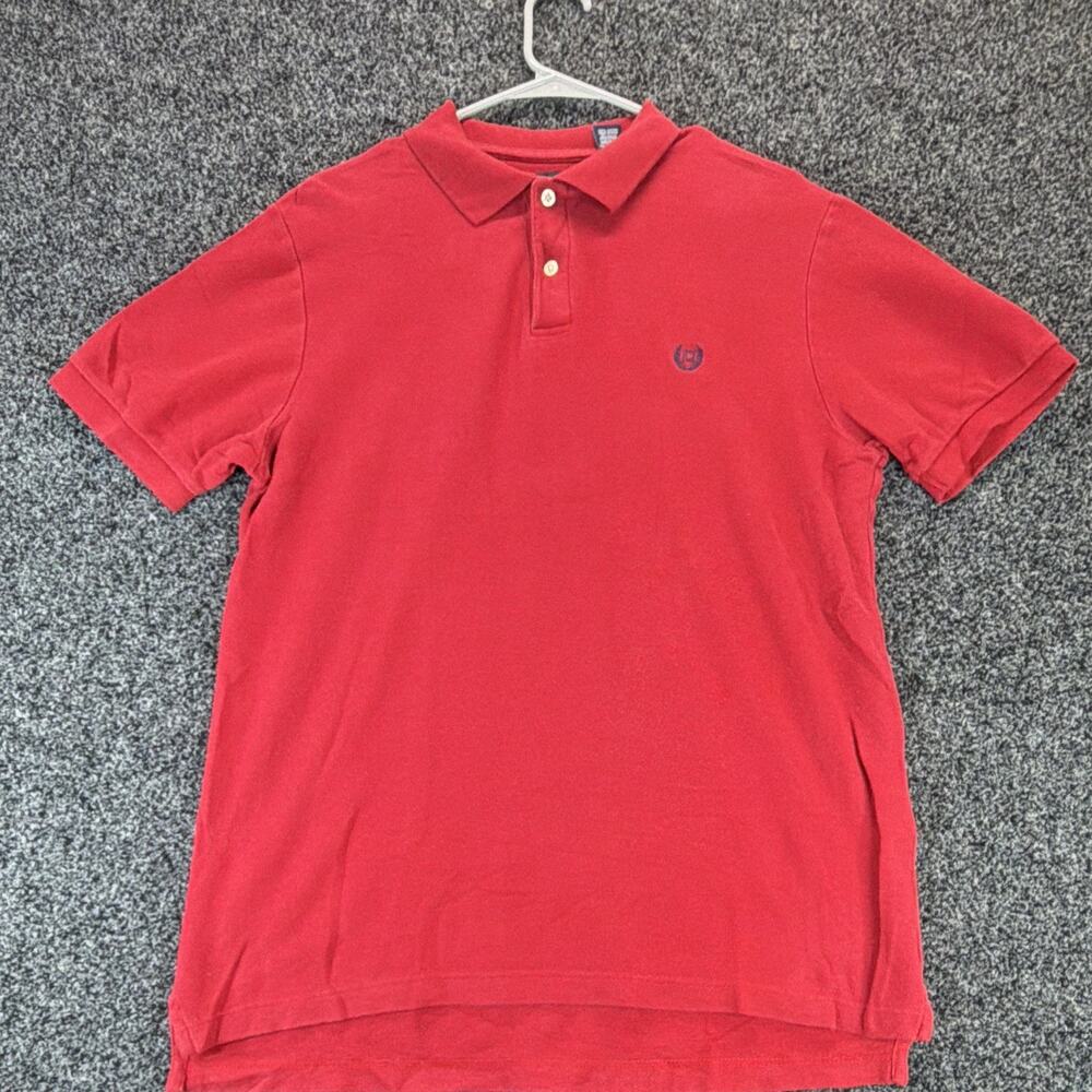Chaps Polo Shirt Men's M Red Short Sleeve Collared Solid Logo Button Knit